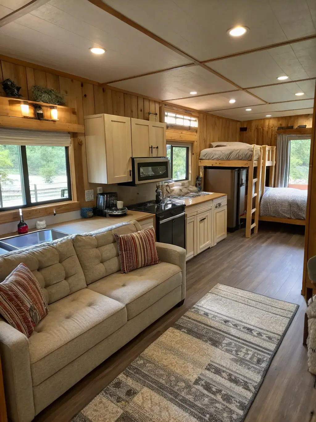 A modern vacation rental property with a family enjoying their stay, showcasing CheckInn's solution for vacation rentals.